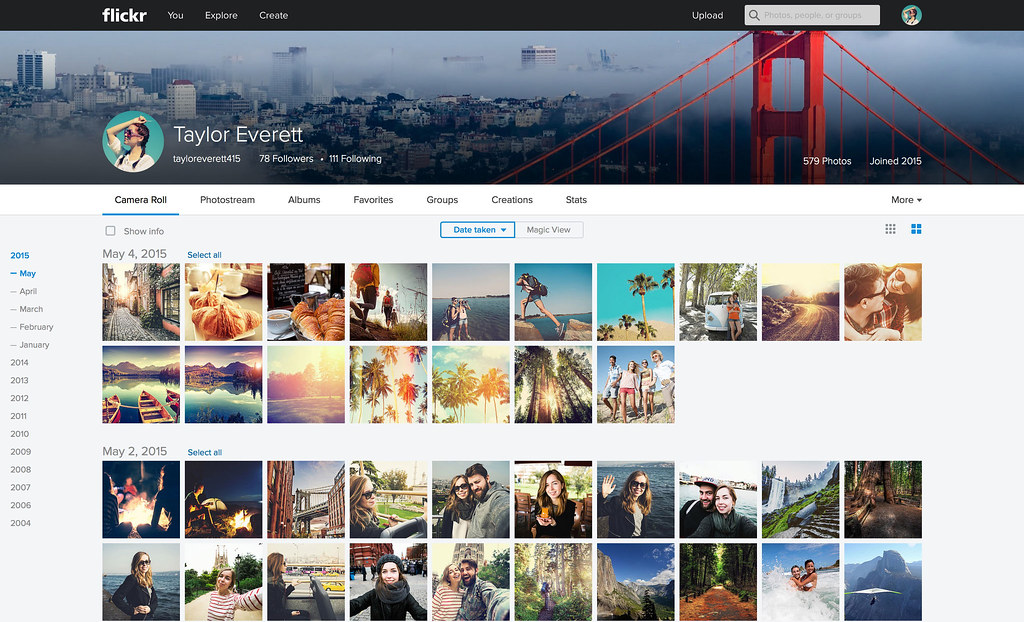 flickr interface of free cloud storage